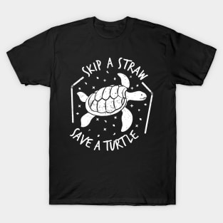 Skip a Straw Save a Turtle for Earthday - Vintage Retro Design T Shirt 4 T-Shirt